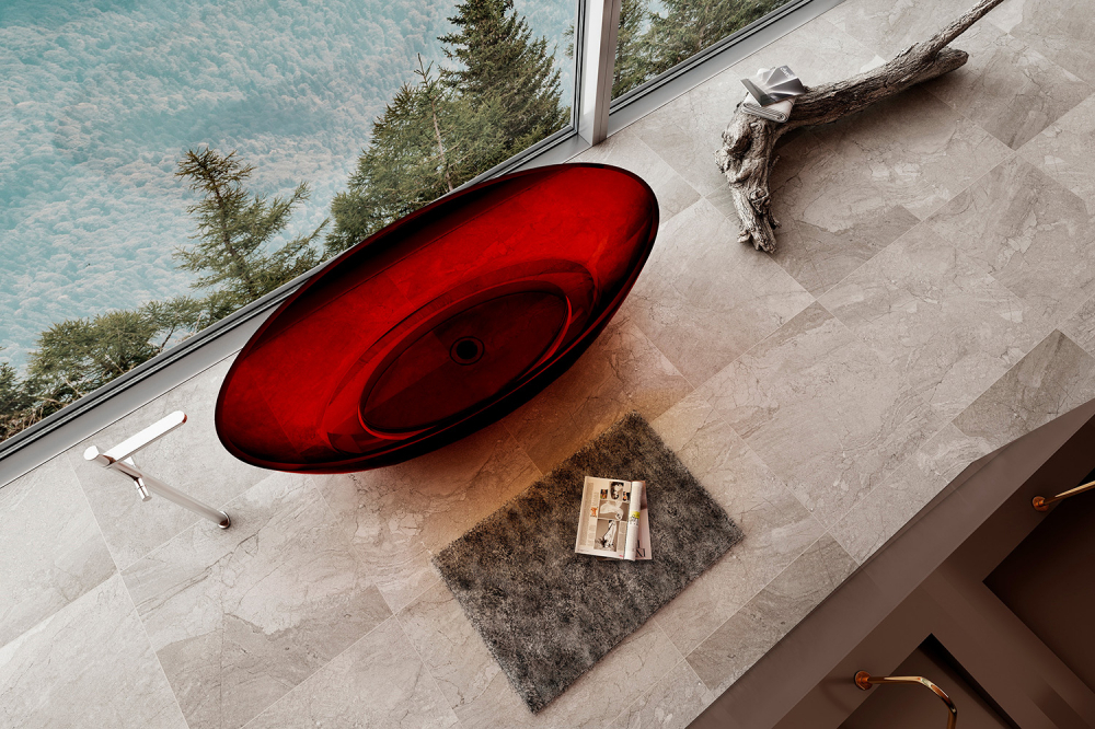 Ванна отдельностоящая Abber Kristall AT9702Rubin 180x85 красная прозрачная купить в интернет-магазине Sanbest