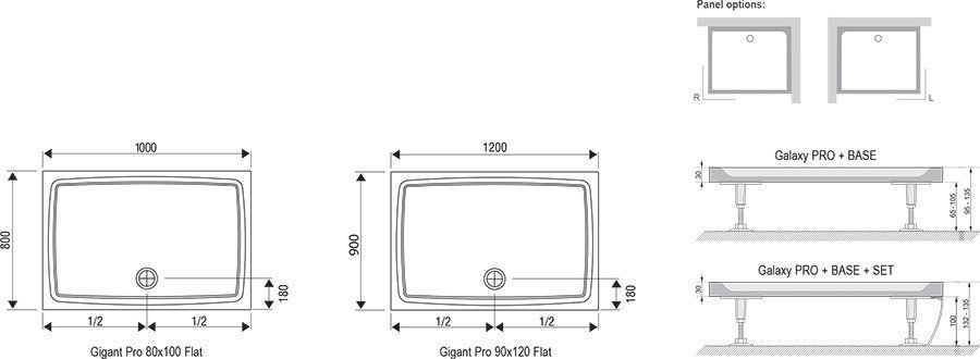 Душевой поддон Ravak Gigant Pro Flat 120x80 купить в интернет-магазине Sanbest