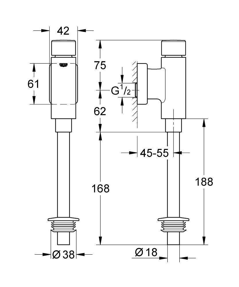 Сливной механизм для писсуара Grohe Rondo 37342000 купить в интернет-магазине сантехники Sanbest