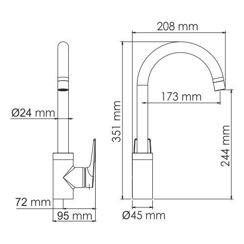 Смеситель для кухни WasserKRAFT Wiese 8407 купить в интернет-магазине сантехники Sanbest