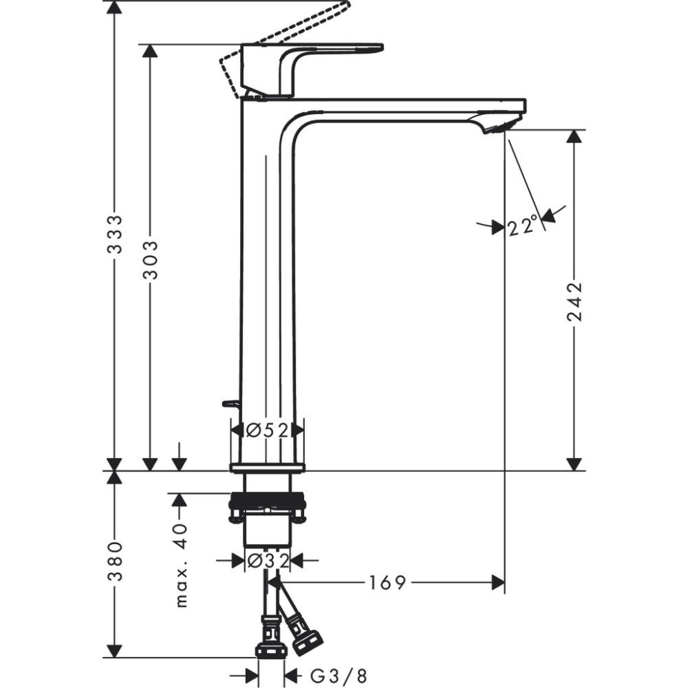 Смеситель для раковины Hansgrohe Rebris S 72580670 черный матовый купить в интернет-магазине сантехники Sanbest