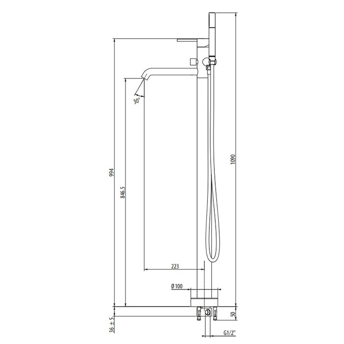 Смеситель для ванны Gattoni Circle Two 9108/91C0 купить в интернет-магазине сантехники Sanbest