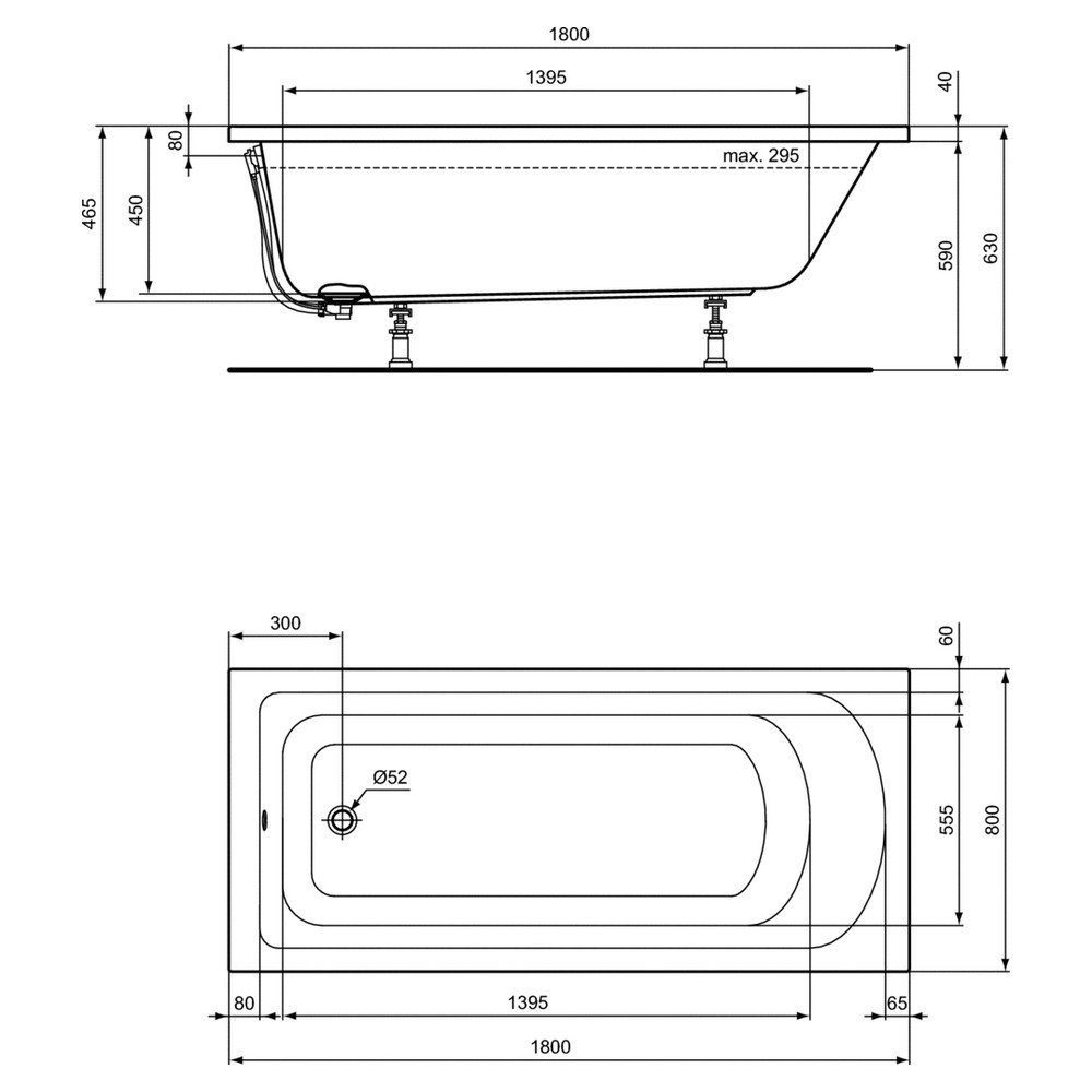 Акриловая ванна Ideal Standard Hotline 180x80 купить в интернет-магазине Sanbest