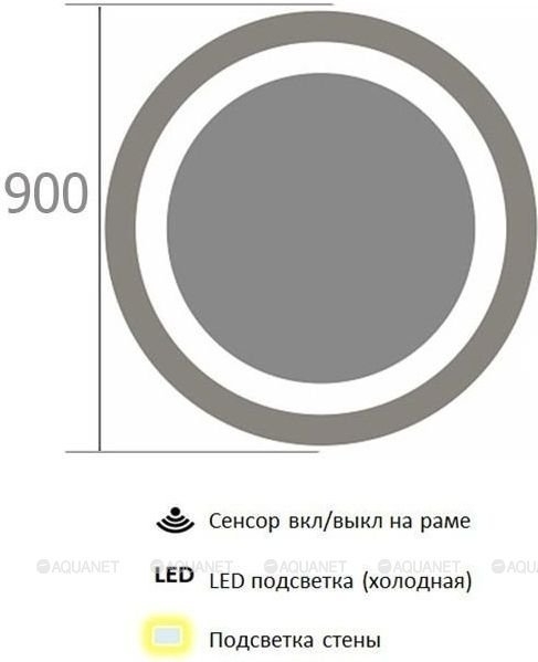 Зеркало LED De Aqua МУН 205757 90x90 в ванную от интернет-магазине сантехники Sanbest