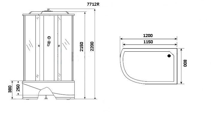 Душевая кабина Niagara Luxe 7712W 80х120 серебро купить в интернет-магазине Sanbest