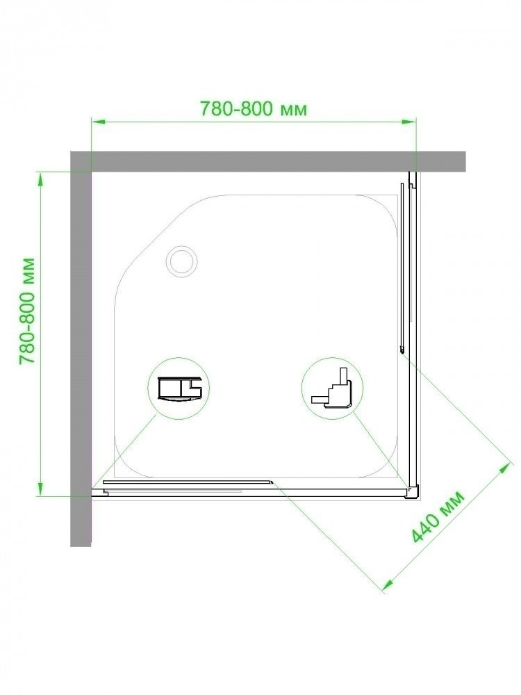 Душевой уголок Royal Bath RB80HPD-C-CH 80х80 матовый купить в интернет-магазине Sanbest