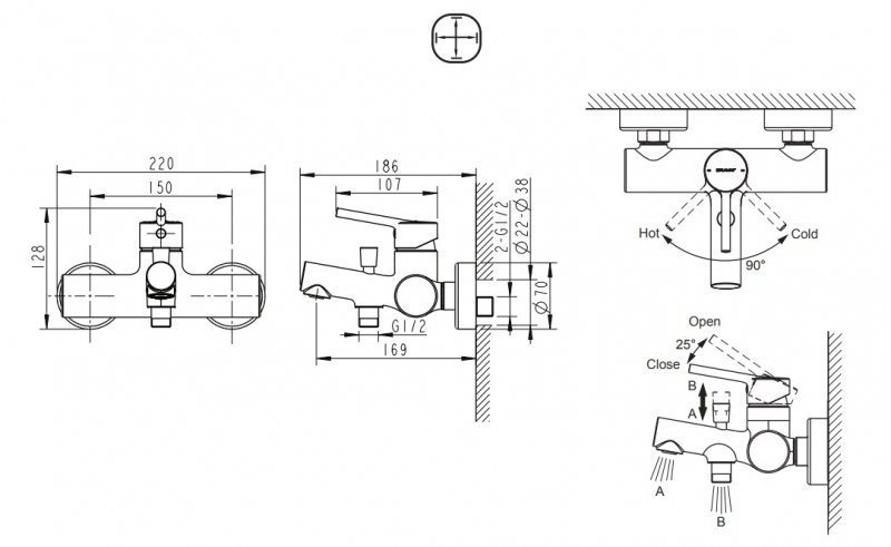 Смеситель для ванны Bravat Palace F6172217BM-01-RUS купить в интернет-магазине сантехники Sanbest