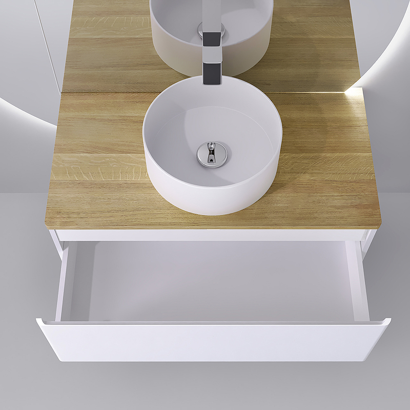 Тумба с раковиной Jorno Solis new 100 белая для ванной в интернет-магазине Sanbest