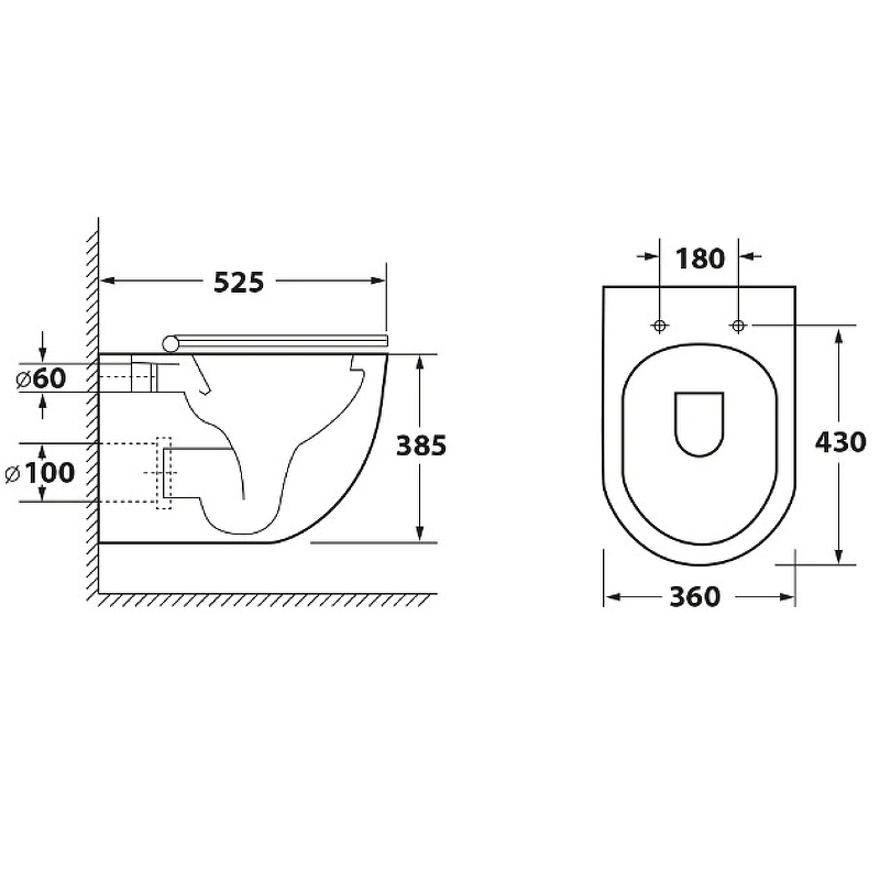 Унитаз подвесной OWL 1975 Wave Cirkel-H TOWLT190801 купить в интернет-магазине Sanbest