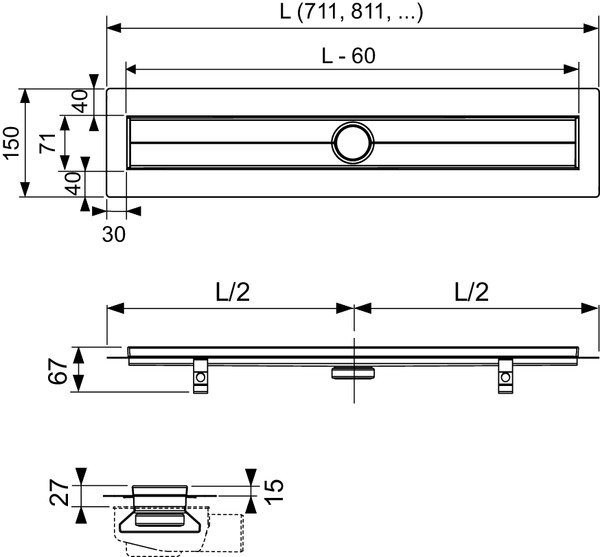 Душевой лоток TECE Drainline 600870 80 хром купить в интернет-магазине Sanbest