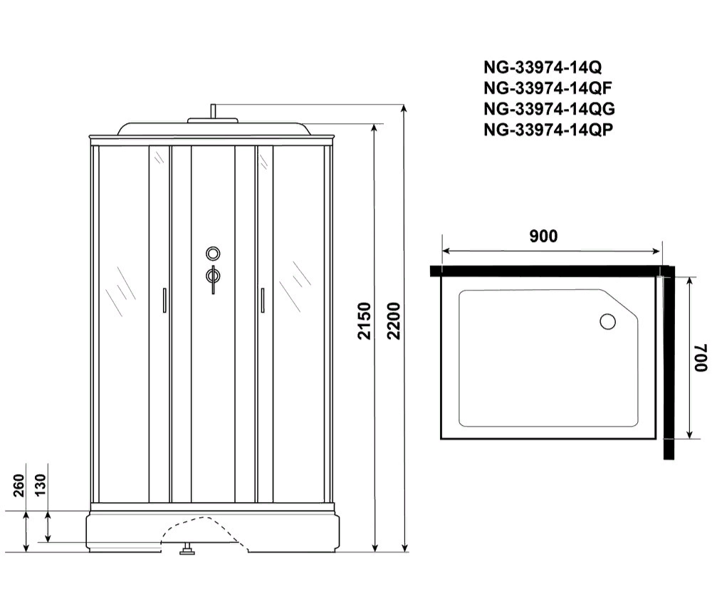 Душевая кабина Niagara Classic NG-33974-14QF 90x70 с гидромассажем купить в интернет-магазине Sanbest