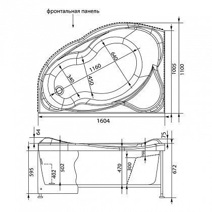 Акриловая ванна Aquanet Jamaica 160x110 к/с купить в интернет-магазине Sanbest