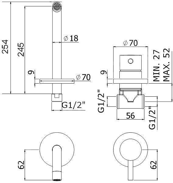 Смеситель для раковины Paffoni Light LIG007NO70 купить в интернет-магазине сантехники Sanbest