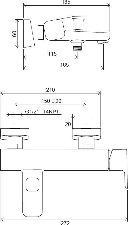 Смеситель для ванны Ravak 10° Free X070131 купить в интернет-магазине сантехники Sanbest