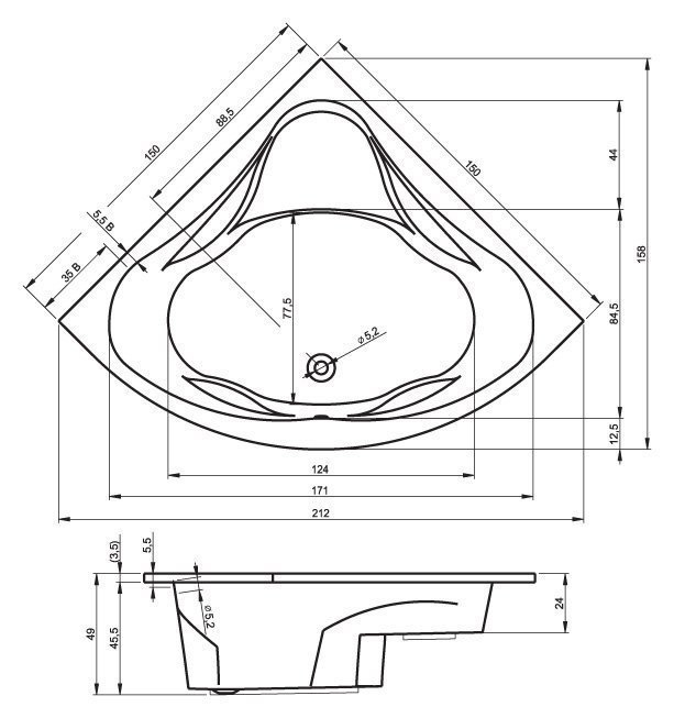 Ванна акриловая Riho Neo 150x150 купить в интернет-магазине Sanbest