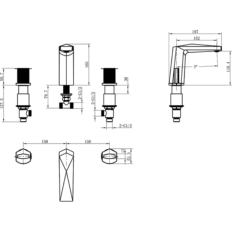 Смеситель для раковины Boheme Venturo 150-WG-TOUCH белый/золото купить в интернет-магазине сантехники Sanbest