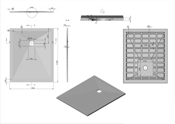 Душевой поддон Vincea VST-4SR9011A 110x90 антрацит купить в интернет-магазине Sanbest