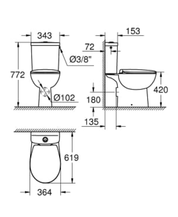 Унитаз-компакт Grohe Bau Ceramic 39496000 купить в интернет-магазине Sanbest