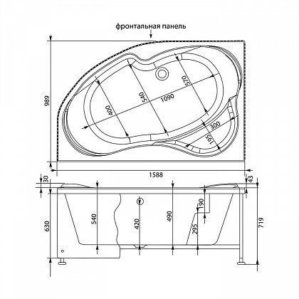 Акриловая ванна Aquanet Capri 160x100 к/с купить в интернет-магазине Sanbest