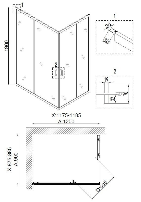 Душевой уголок Niagara Nova NG- 6611-08 90x120 купить в интернет-магазине Sanbest