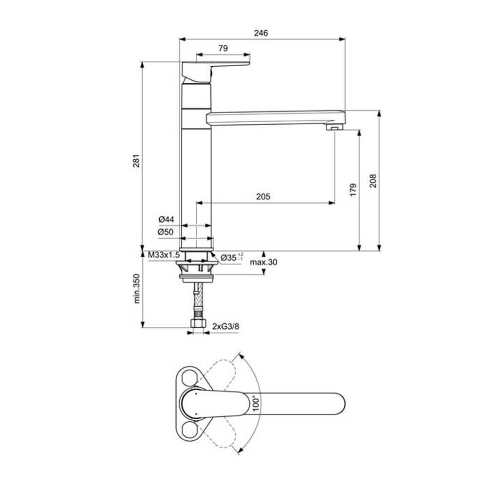 Смеситель для кухни Ideal Standard Cerafine Model О BC501AA купить в интернет-магазине сантехники Sanbest