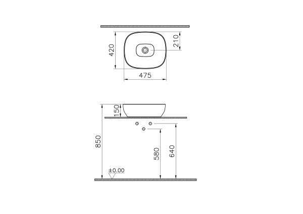 Раковина накладная VitrA Outline Recycled 7994B066-0016 матовый тауп купить в интернет-магазине Sanbest