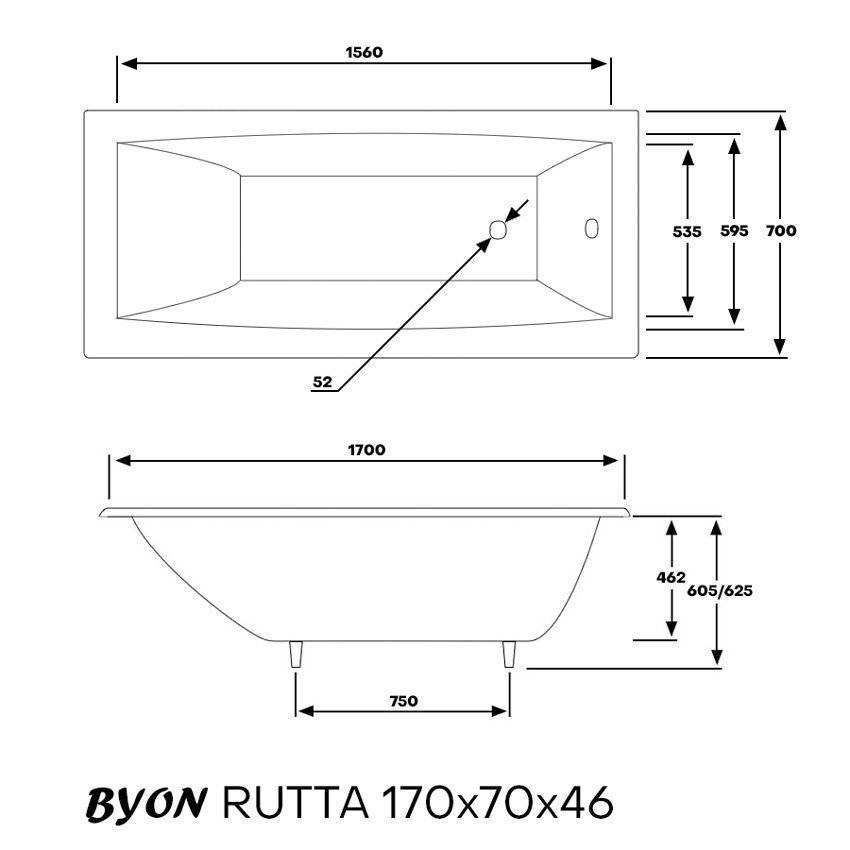 Ванна чугунная BYON RUTTA 170x70 купить в интернет-магазине Sanbest