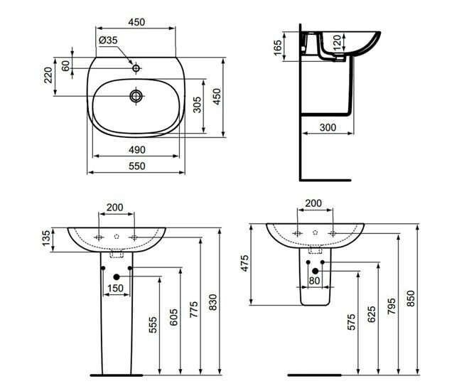 Раковина на пьедестале Ideal Standard Tesi T352301 купить в интернет-магазине Sanbest