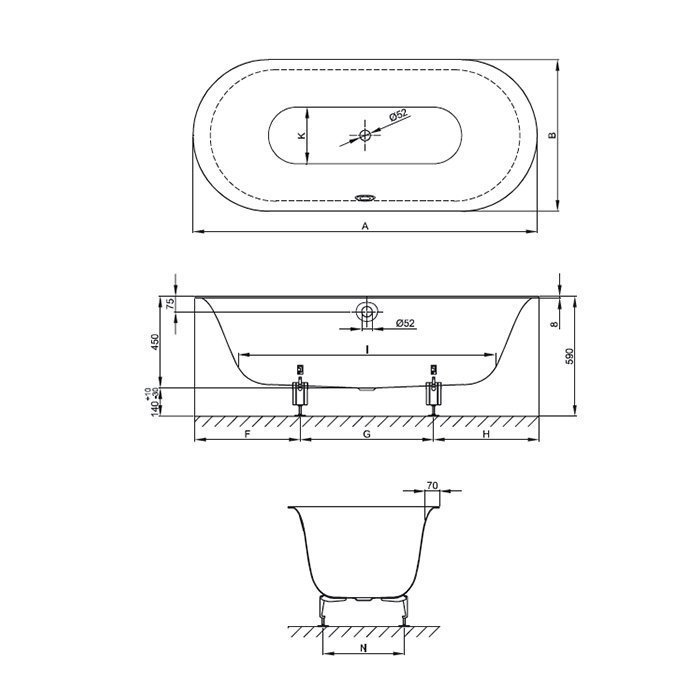 Ванна Bette Lux Oval 3466-000 PLUS 180x80 Белый купить в интернет-магазине Sanbest