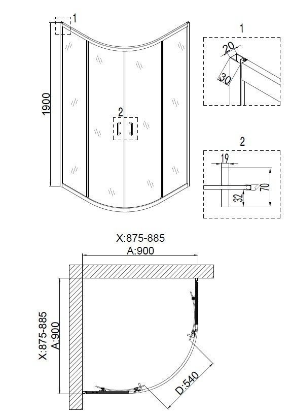 Душевой уголок Niagara Nova NG- 6606-08 90x90 купить в интернет-магазине Sanbest