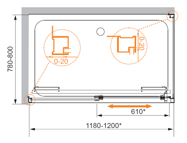 Душевой уголок Cezares LUX-SOFT-AH-1 120x80 купить в интернет-магазине Sanbest