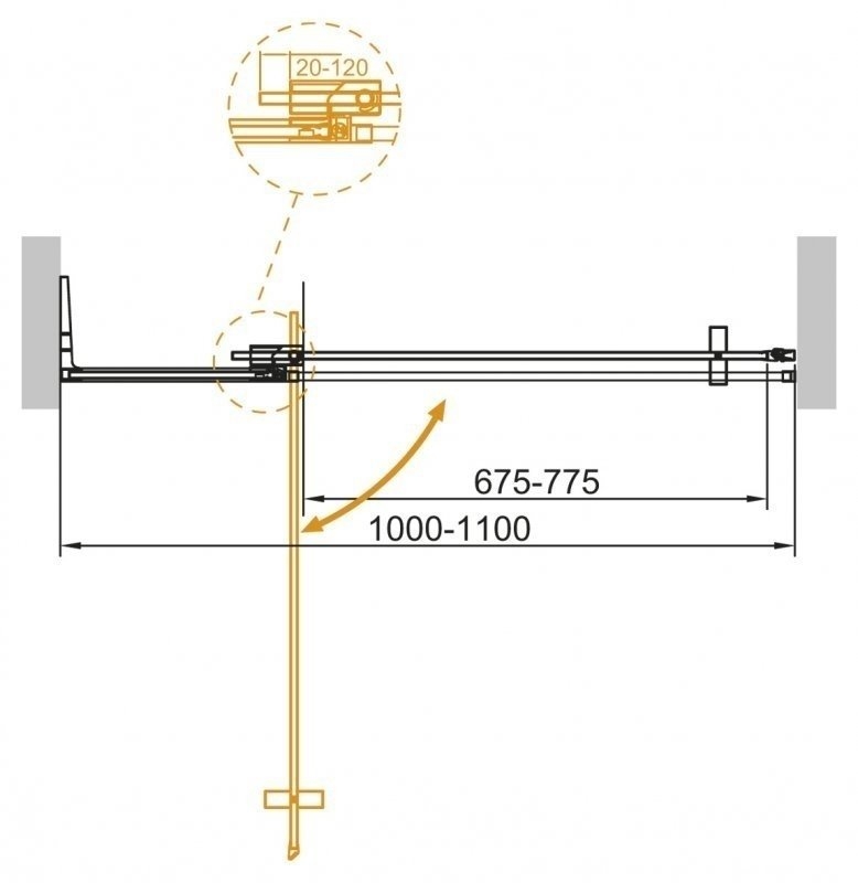 Душевая дверь Cezares Slider B-1-100/110 хром тонированный купить в интернет-магазине Sanbest