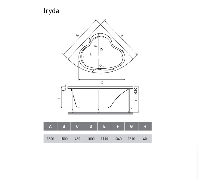 Ванна акриловая Vayer Iryda 150x150 купить в интернет-магазине Sanbest