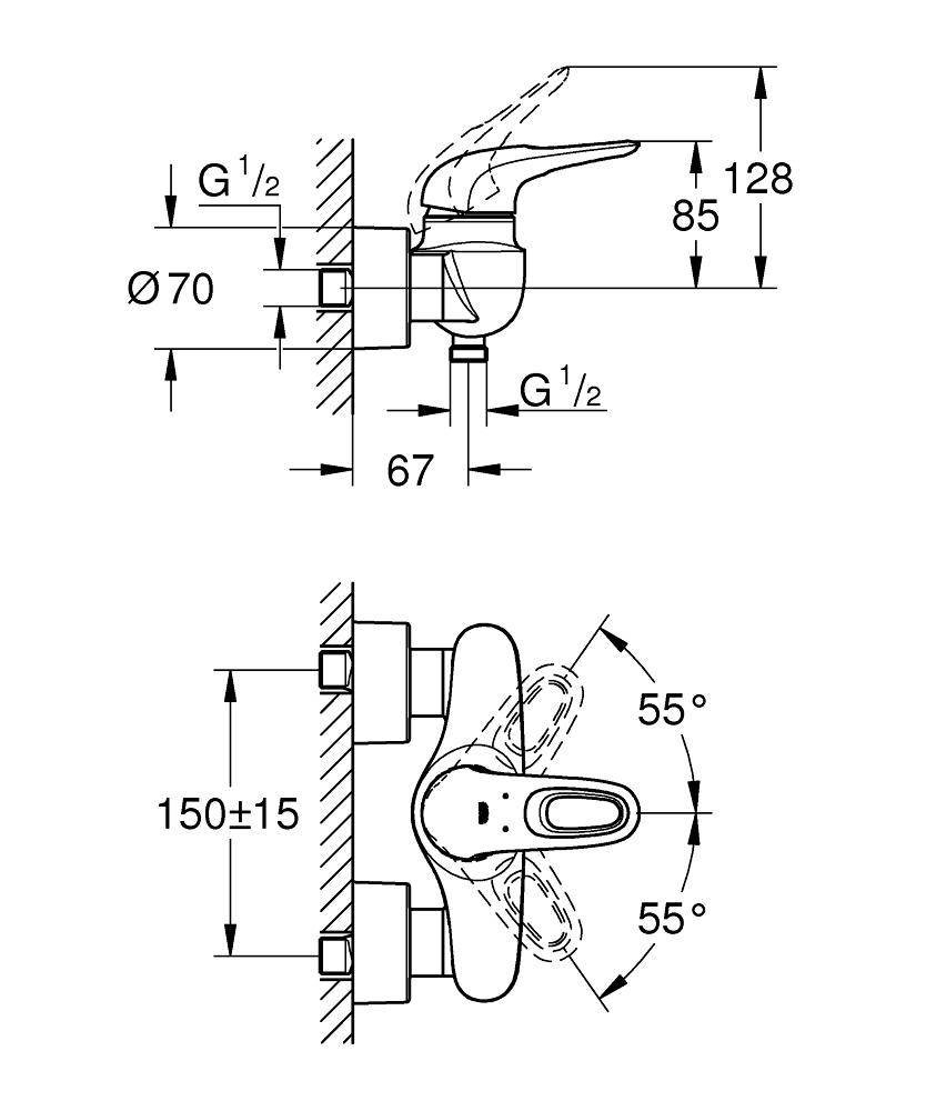 Смеситель для душа Grohe Eurostyle New 33590003 хром купить в интернет-магазине сантехники Sanbest