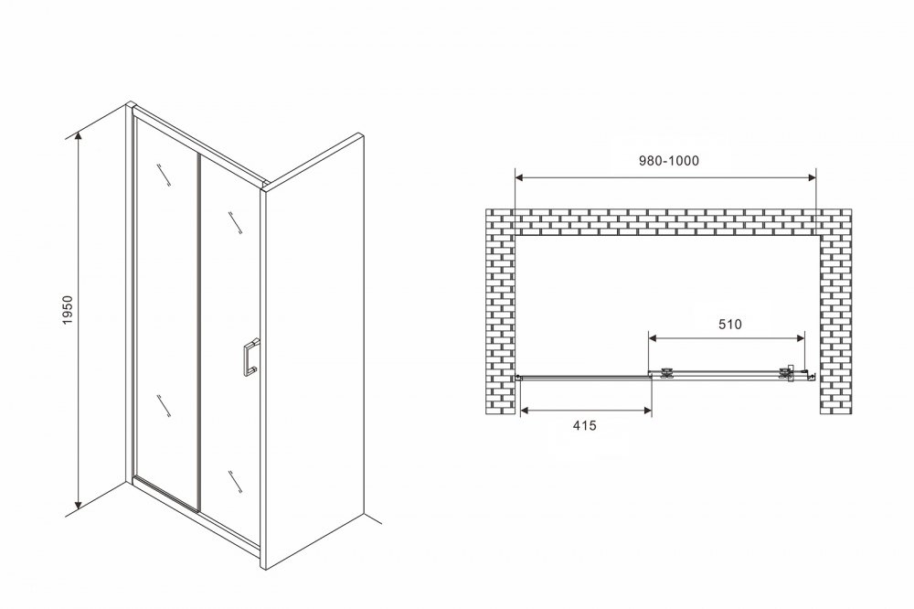 Душевая дверь Abber Schwarzer Diamant AG30100B5 100 купить в интернет-магазине Sanbest