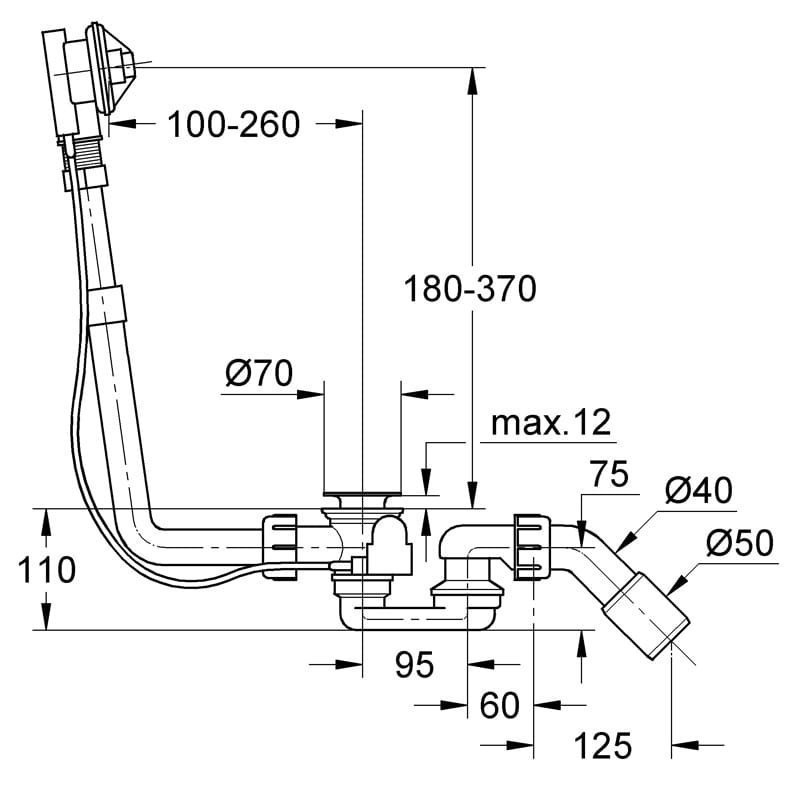 Размеры слива ванны. Сифон Grohe talento 28939000. Сифон для ванны Грое.