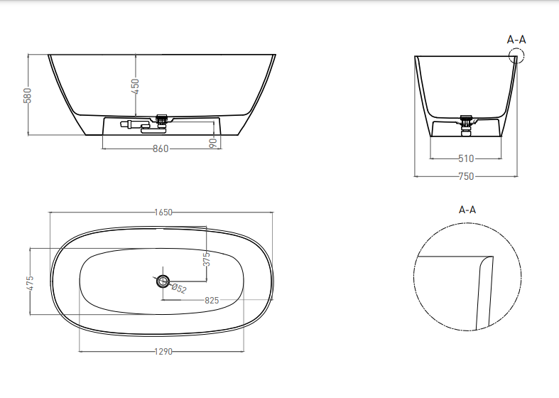 Ванна Salini SOFIA LIGHT S-Sense 165x75 103611G белая глянцевая купить в интернет-магазине Sanbest