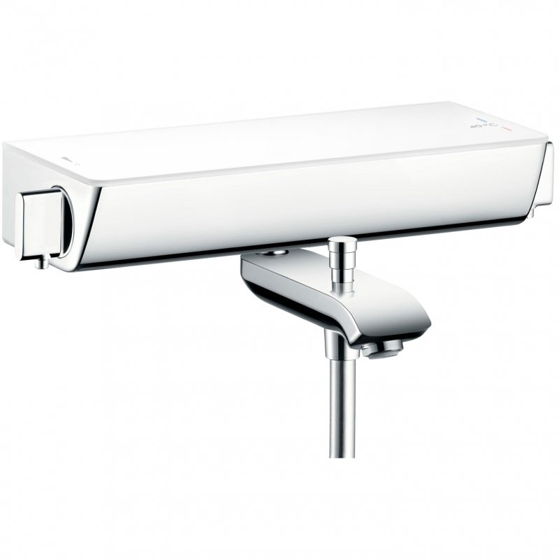 Смеситель для ванны и душа Hansgrohe Ecostat Select 13141400 белый/хром купить в интернет-магазине сантехники Sanbest