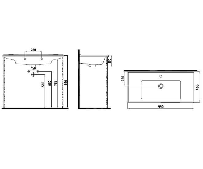 Раковина мебельная Bien Neptun NPLK10001FD1W3000 купить в интернет-магазине Sanbest