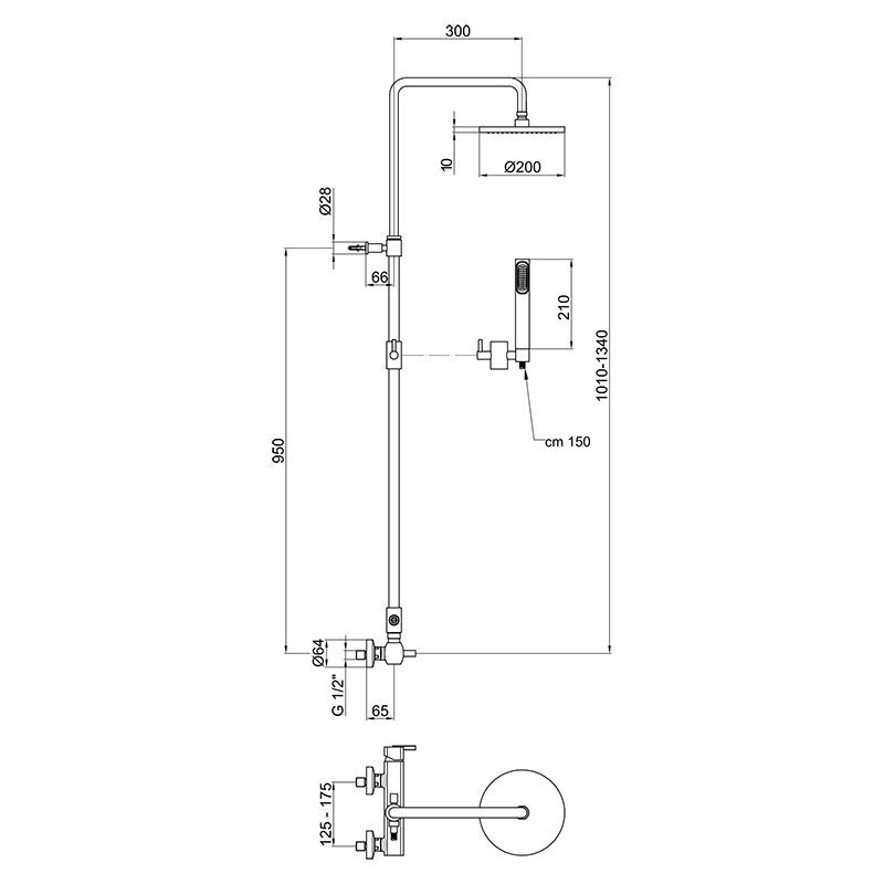 Душевая стойка Webert Azeta AZ870105015PVC купить в интернет-магазине сантехники Sanbest