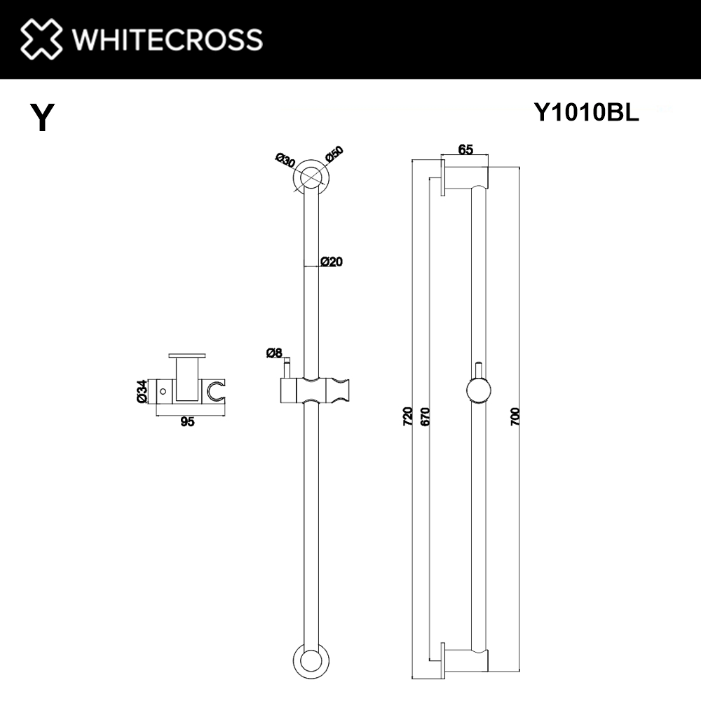 Душевая штанга WhiteCross Y Y1010BL черная купить в интернет-магазине сантехники Sanbest