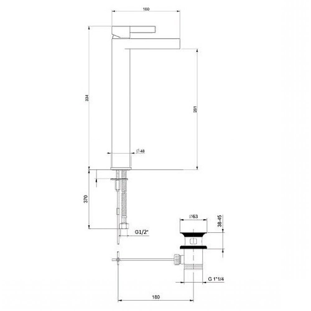 Смеситель для раковины Webert DoReMi DR830402560 черный матовый купить в интернет-магазине сантехники Sanbest