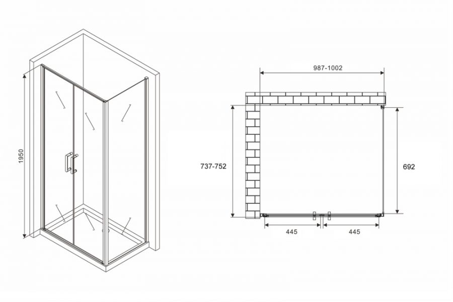 Душевой уголок ABBER Sonnenstrand AG04100C-S75 100x75 стекло прозрачное/профиль хром купить в интернет-магазине Sanbest