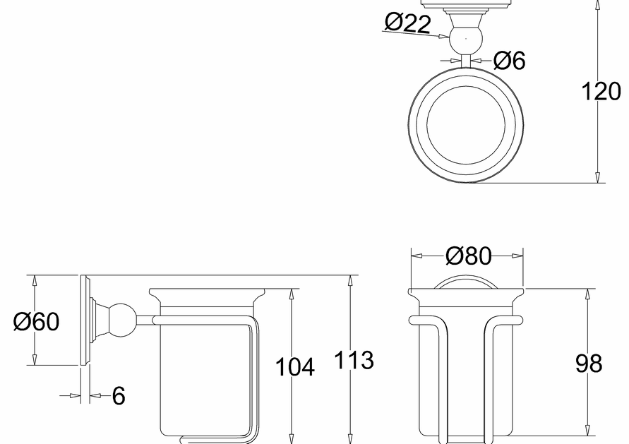 Стакан Burlington A2 CHR хром купить в интернет-магазине сантехники Sanbest