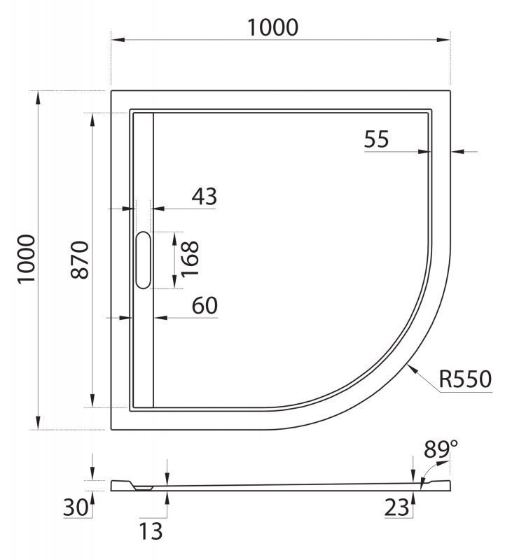 Душевой поддон Cezares TRAY AS-R 100x100 белый купить в интернет-магазине Sanbest