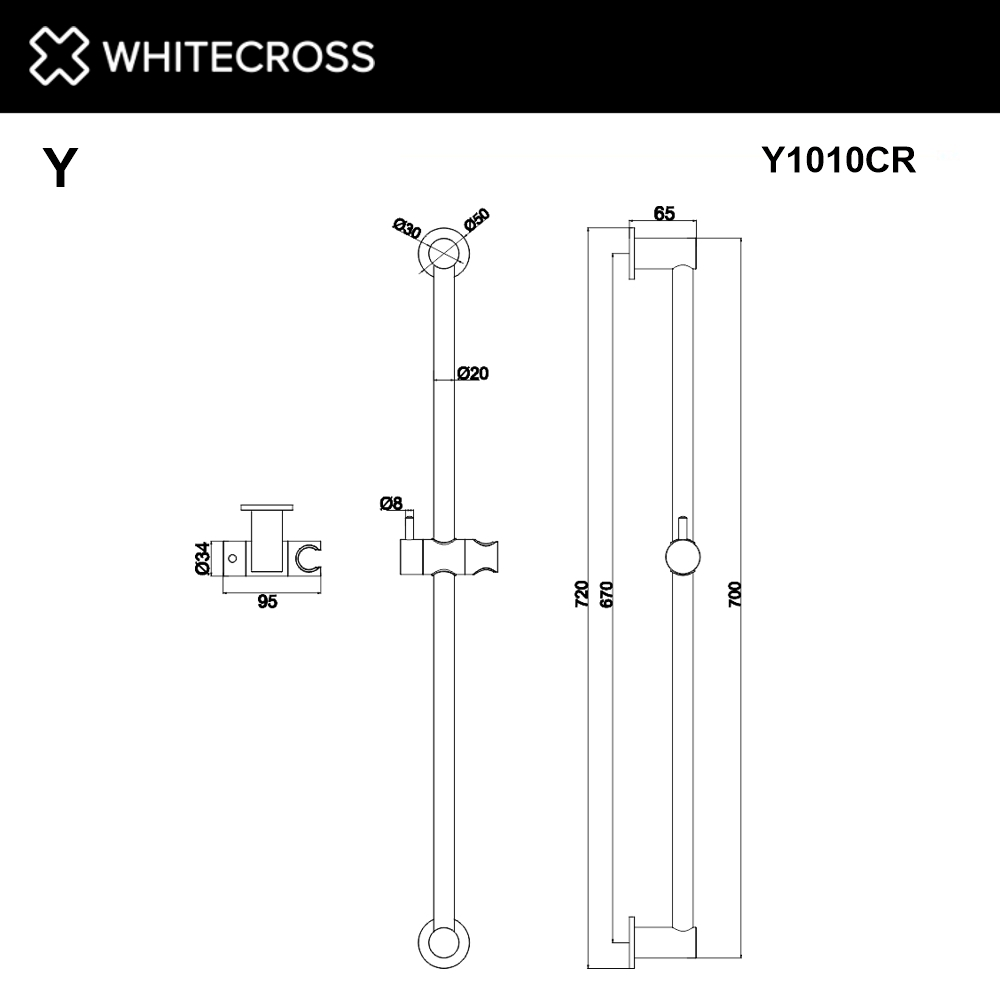 Душевая штанга WhiteCross Y Y1010CR хром купить в интернет-магазине сантехники Sanbest