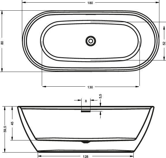 Ванна акриловая Riho Inspire 180x80 купить в интернет-магазине Sanbest