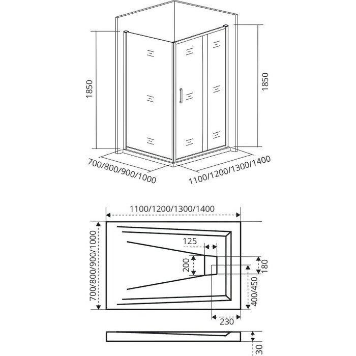 Душевой уголок Good door INFINITY WTW+SP 130x80 матовый купить в интернет-магазине Sanbest