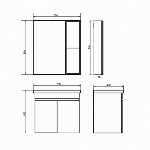 Зеркальный шкаф Comforty Осло 00-00006164 70 бетон светлый в ванную от интернет-магазине сантехники Sanbest