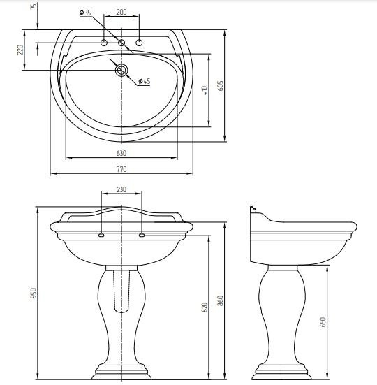 Раковина Migliore Milady 30404 77 белая купить в интернет-магазине Sanbest